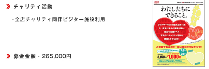 ・全店チャリティ同伴ビジター施設案内■募金金額‐265,000円