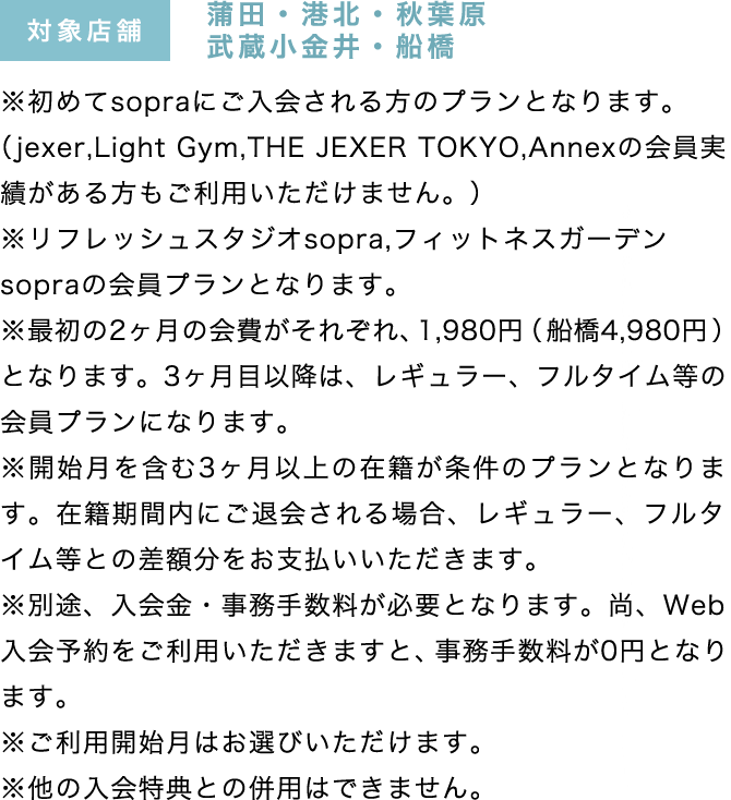 対象店舗 西川口・秋葉原・武蔵小金井・川口・船橋